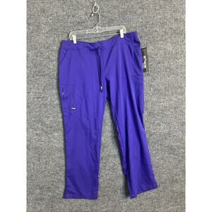 Grey's Anatomy Womens 6 Pocket Tie Front Scrub Pants Size XL Purple Rain Medical